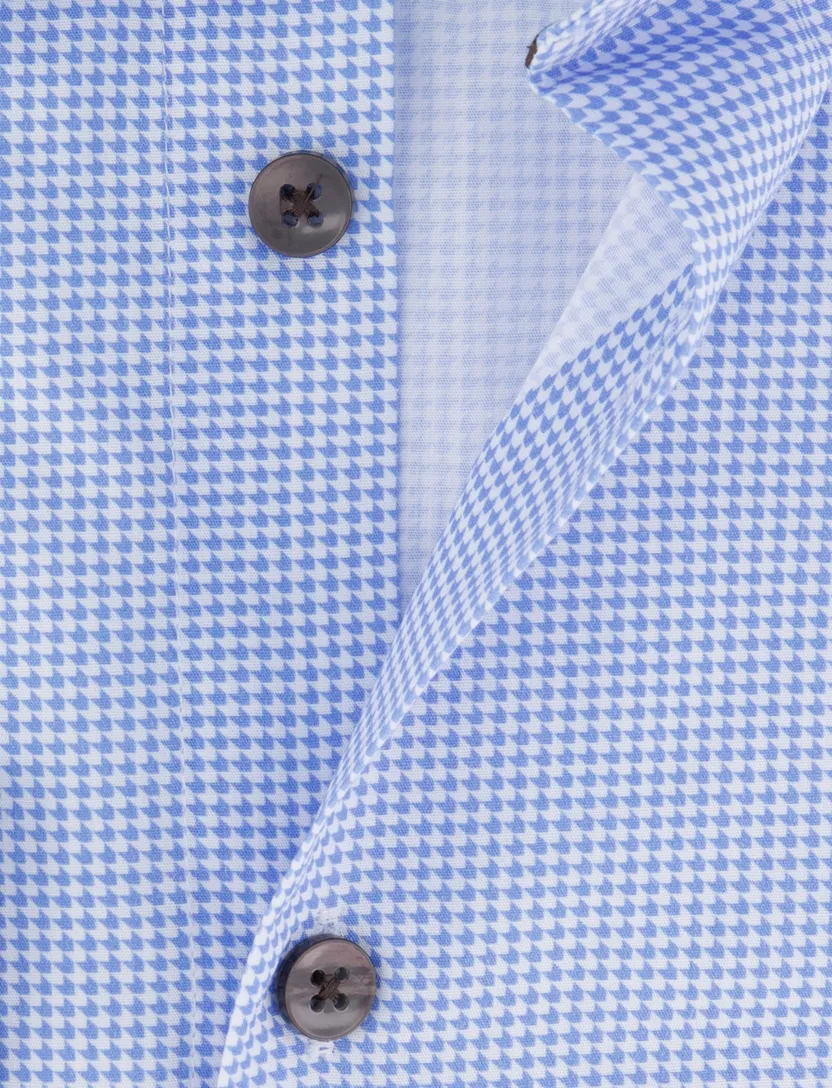Ledub Green Comfort overhemd blauw geprint lange mouw