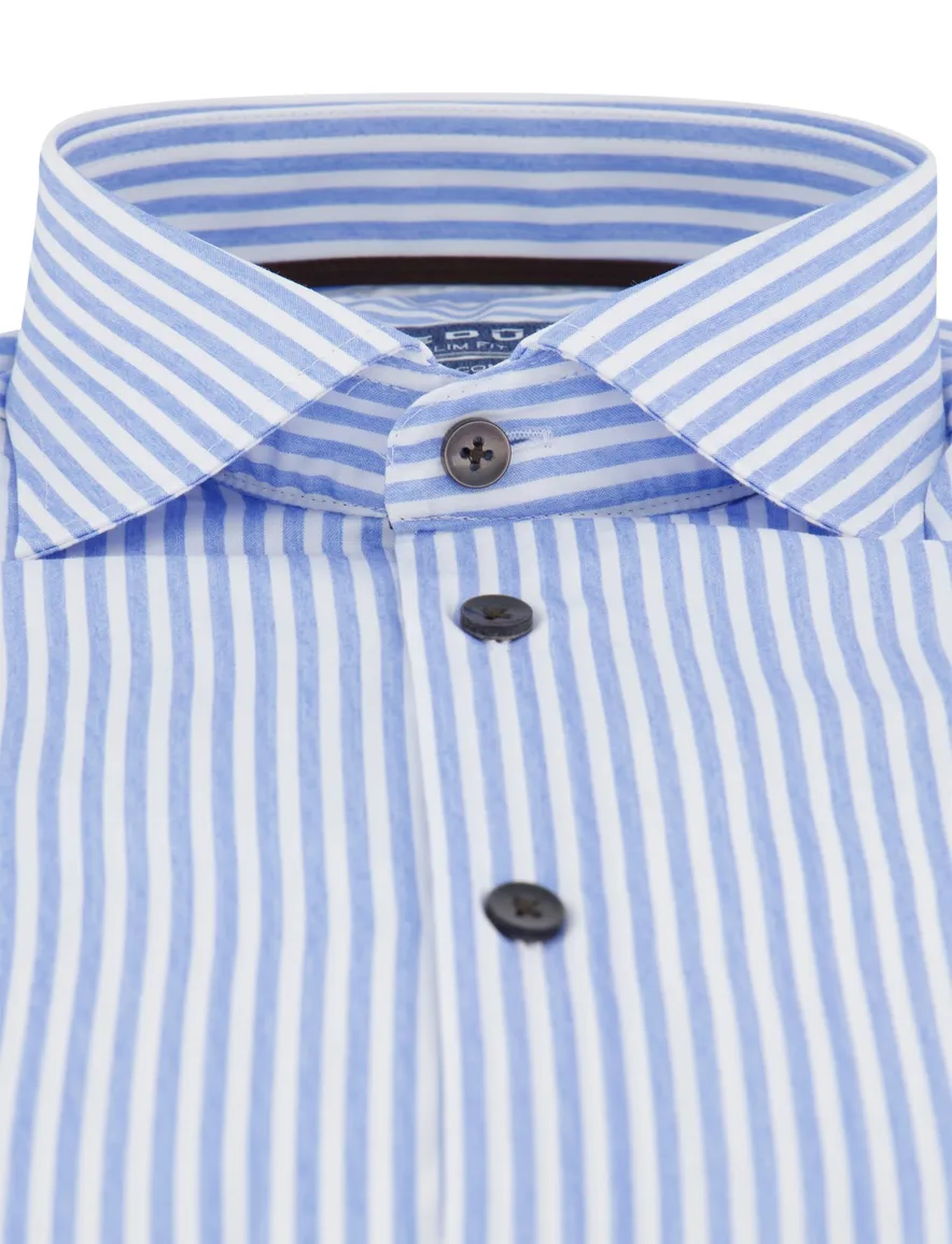 Ledub slim fit lichtblauw gestreept lange mouw
