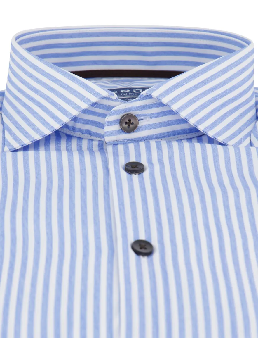 Ledub slim fit lichtblauw gestreept lange mouw