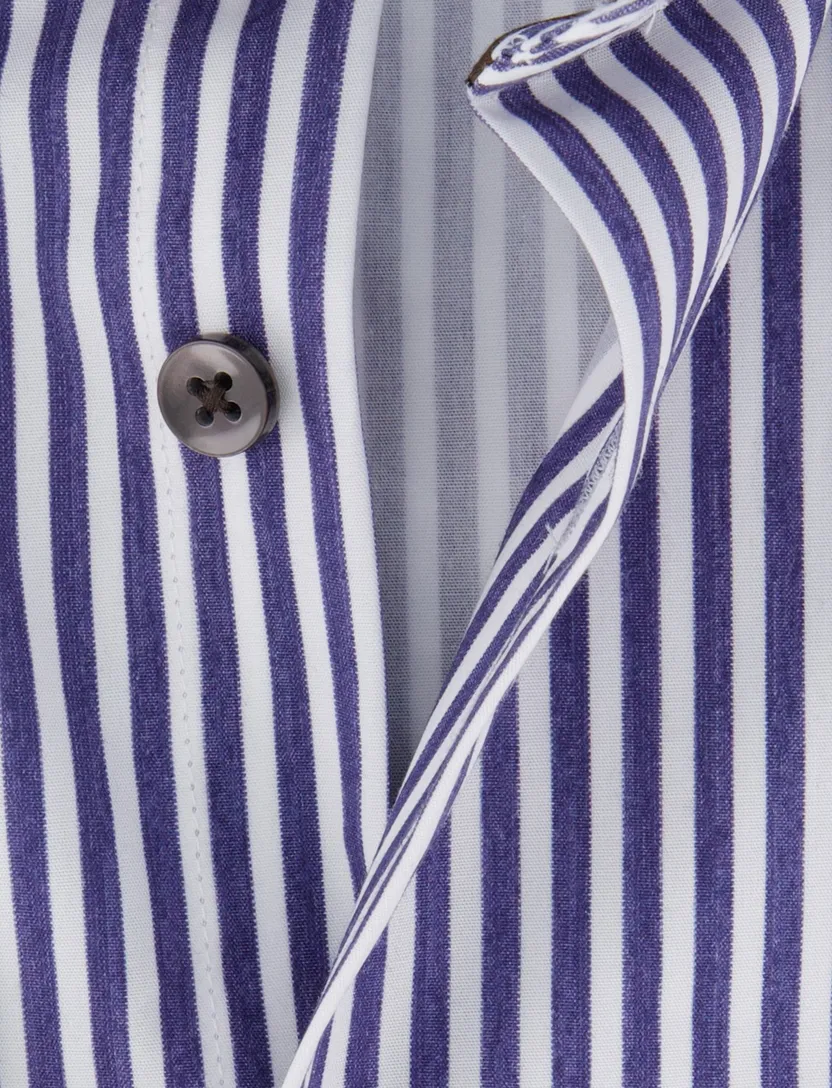 Ledub overhemd donkerblauw gestreept lange mouw