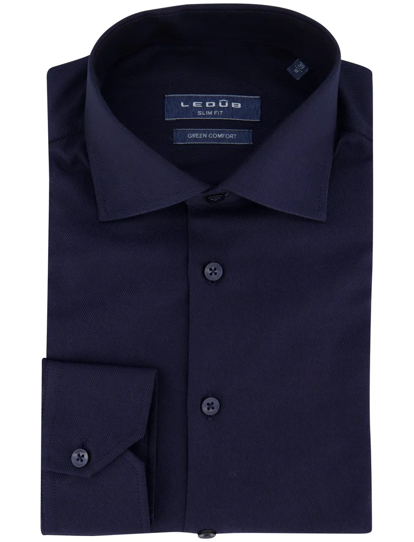 Ledub Green Comfort overhemd donkerblauw lange mouw