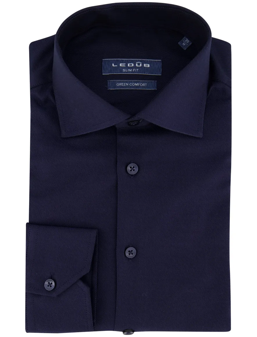 Ledub Green Comfort overhemd donkerblauw Slim Fit
