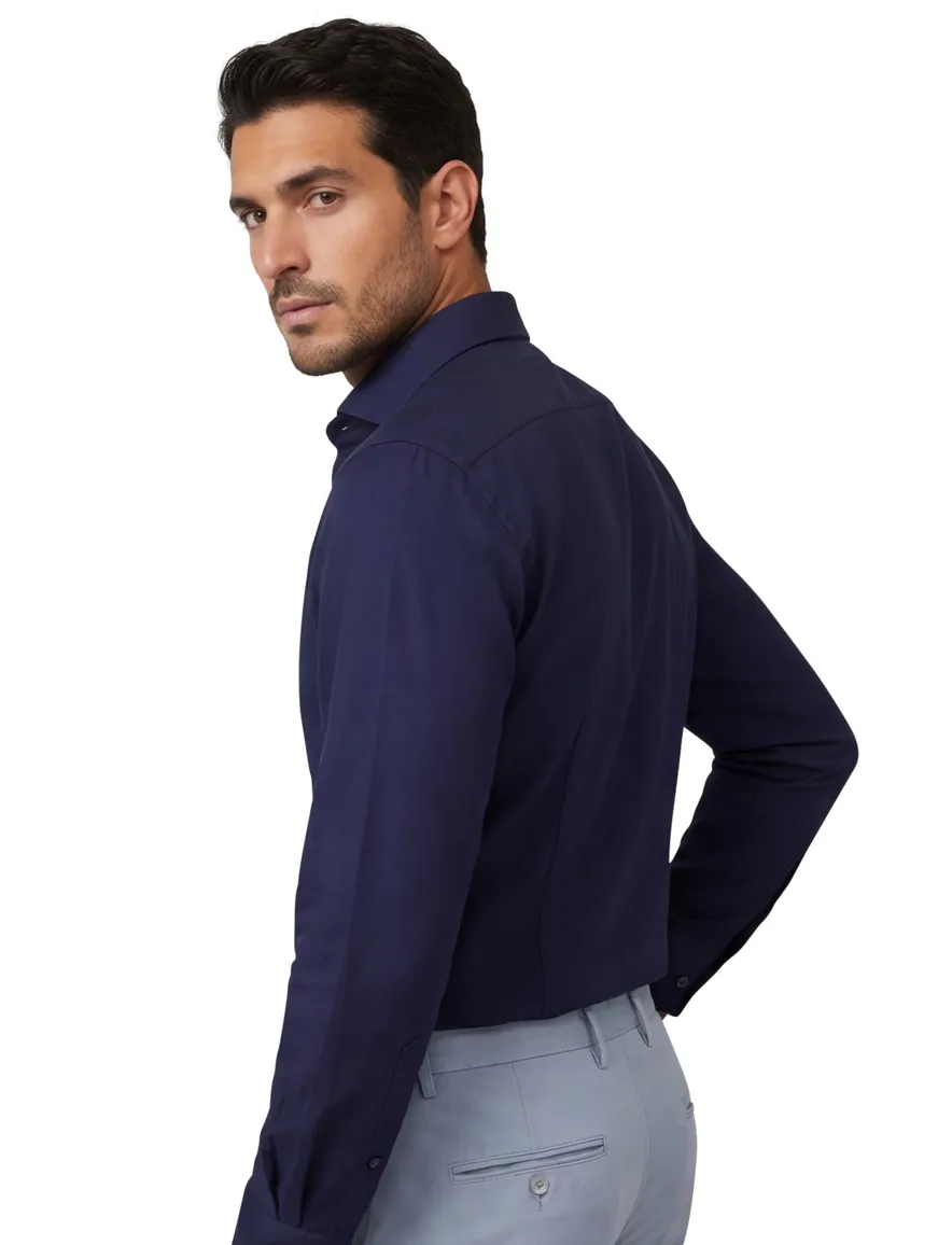 Ledub Green Comfort overhemd donkerblauw Slim Fit