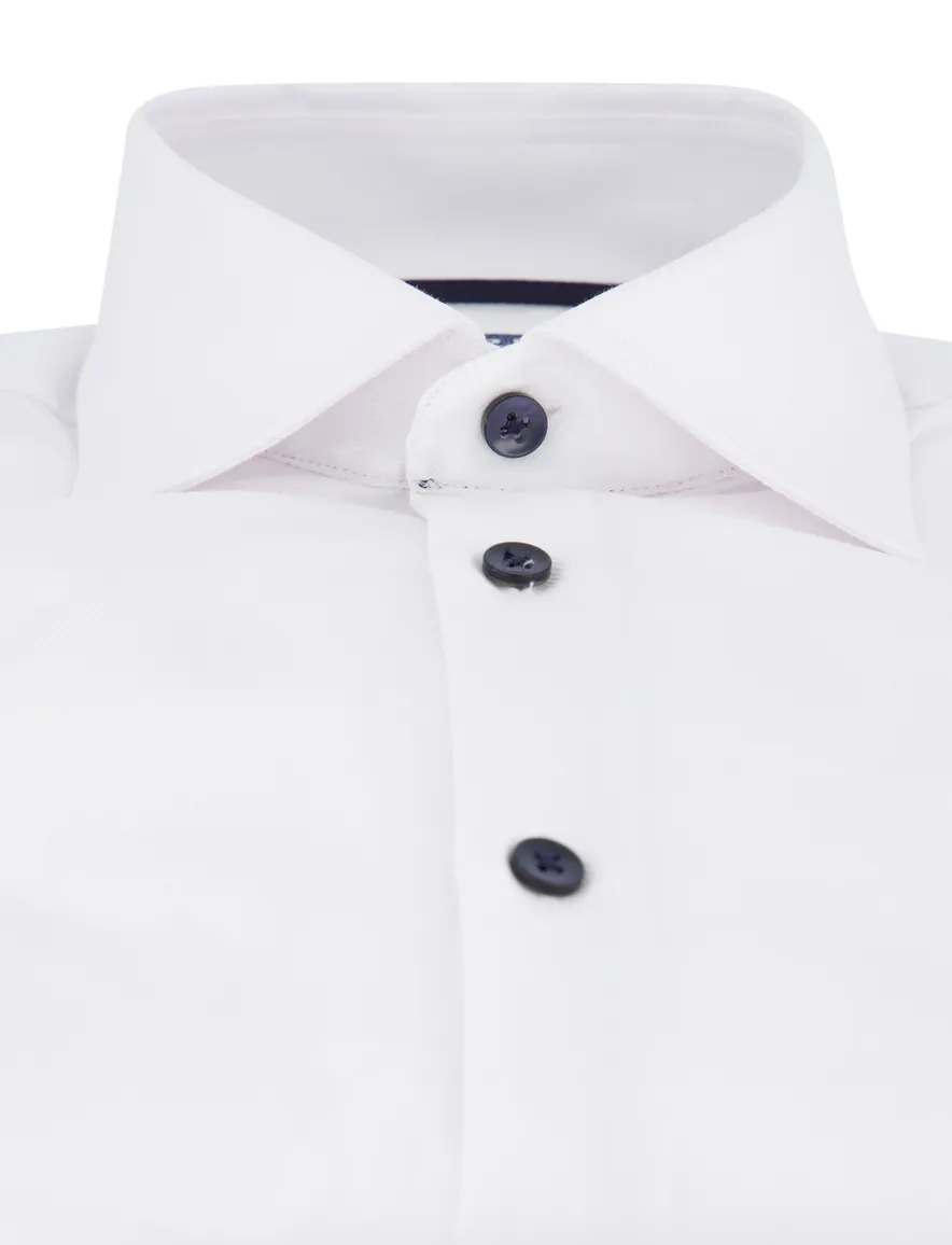 Ledub Green Comfort overhemd effen wit Slim Fit
