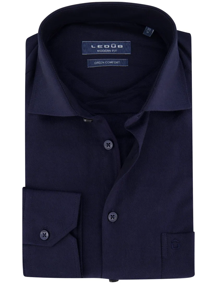 Ledub overhemd modern fit donkerblauw