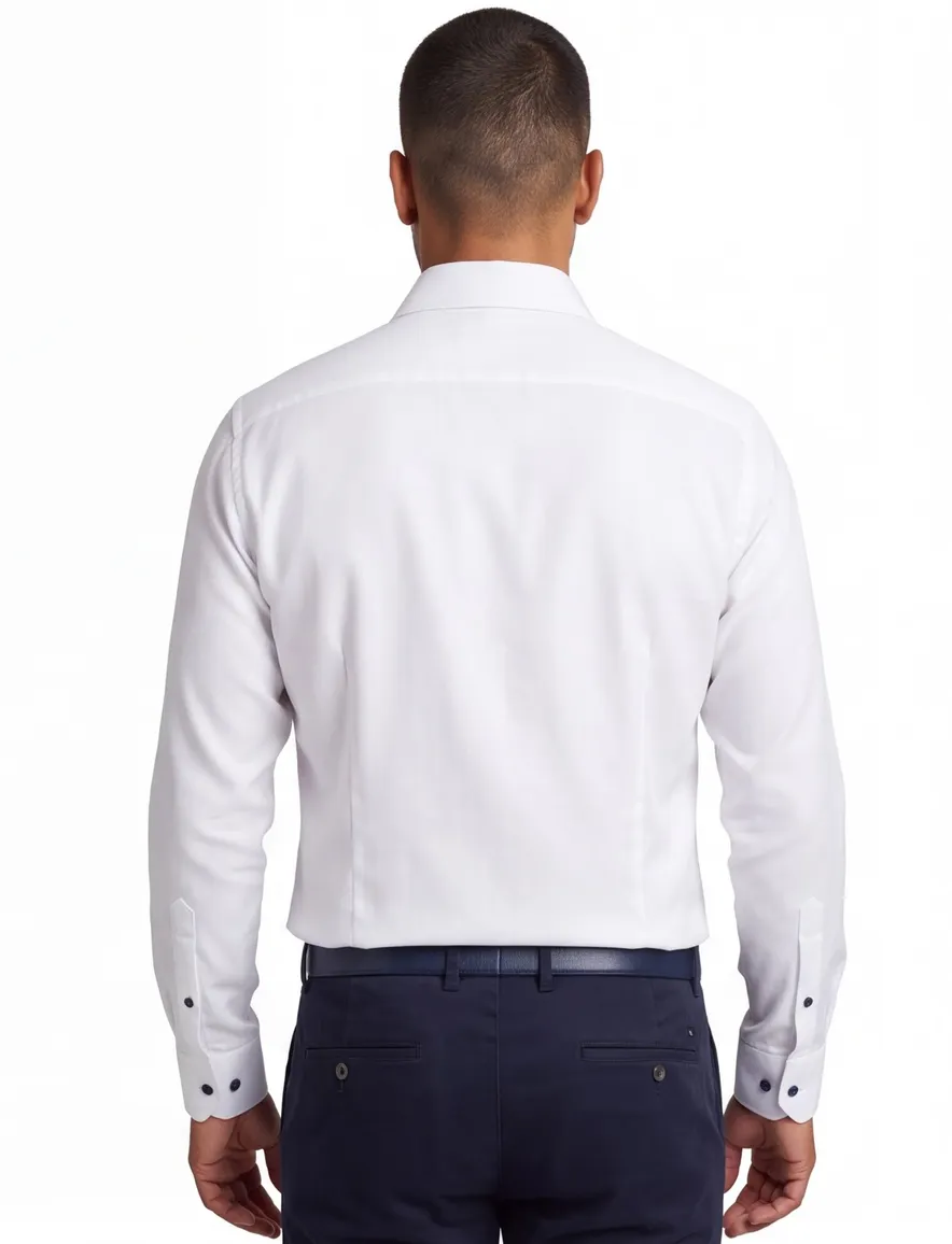 Ledub overhemd modern fit wit green comfort