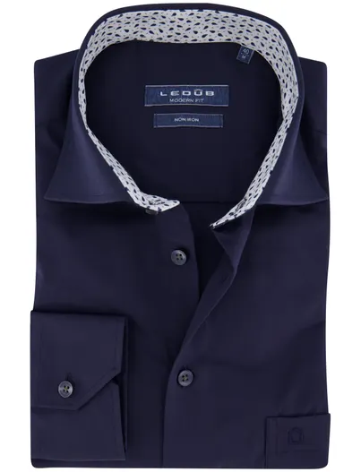 Ledub overhemd mouwlengte 7 Ledub Modern Fit New donkerblauw