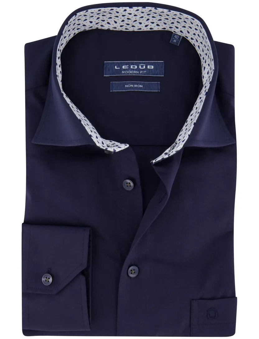 overhemd mouwlengte 7 Ledub Modern Fit New donkerblauw