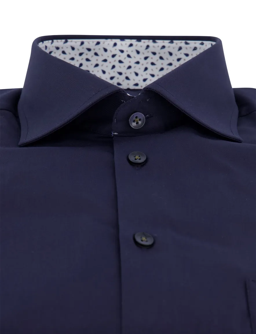 Ledub Modern Fit New overhemd mouwlengte 7 donkerblauw