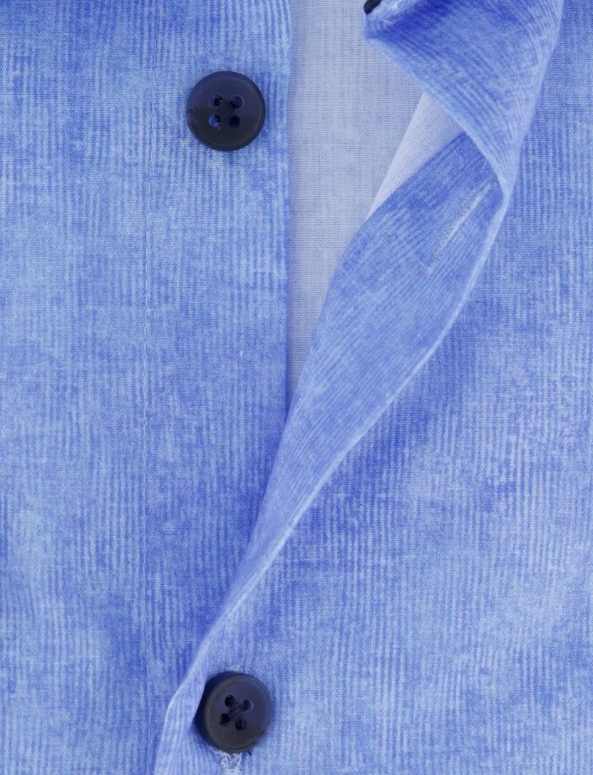 Ledub overhemd blauw geprint pure cotton donkerblauwe knoop