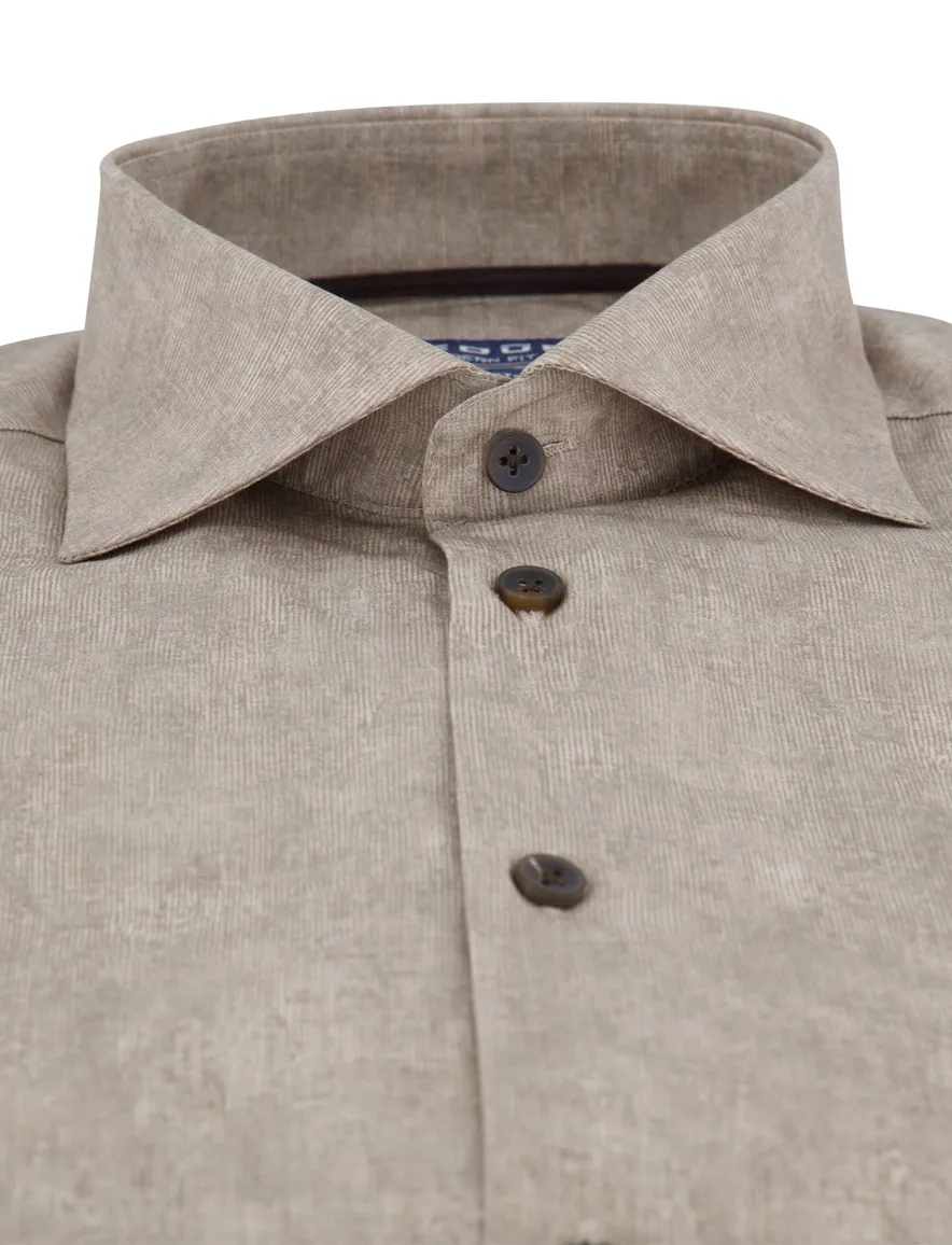 Ledub overhemd beige geprint Pure Cotton