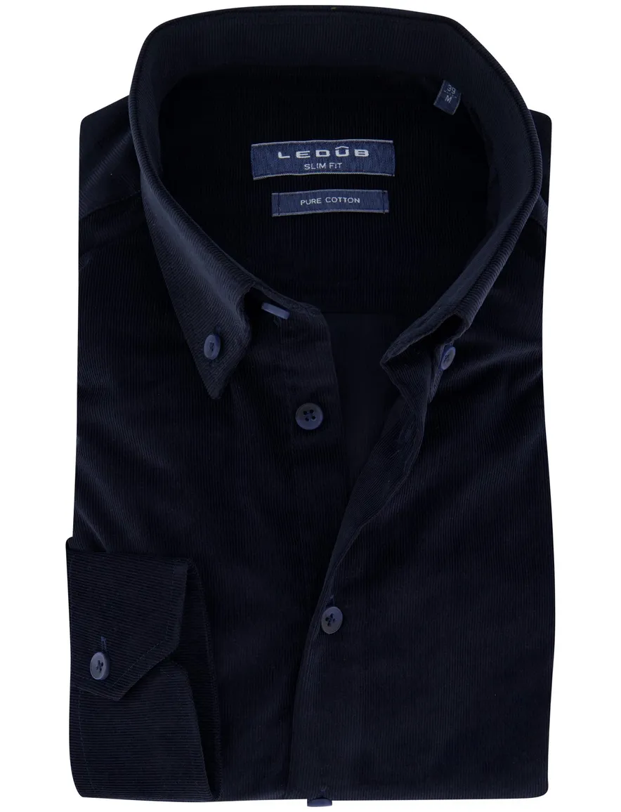 Ledub overhemd donkerblauw corduroy