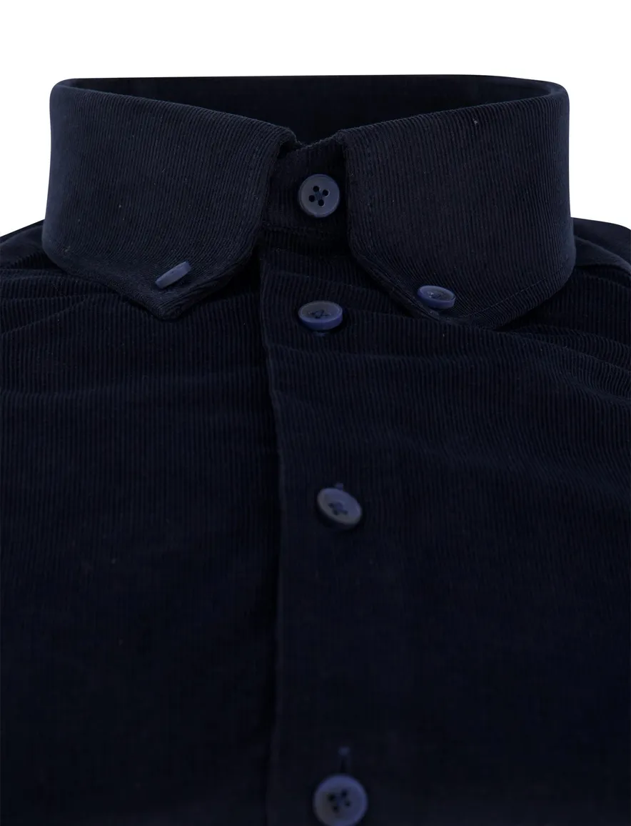 Ledub overhemd donkerblauw corduroy