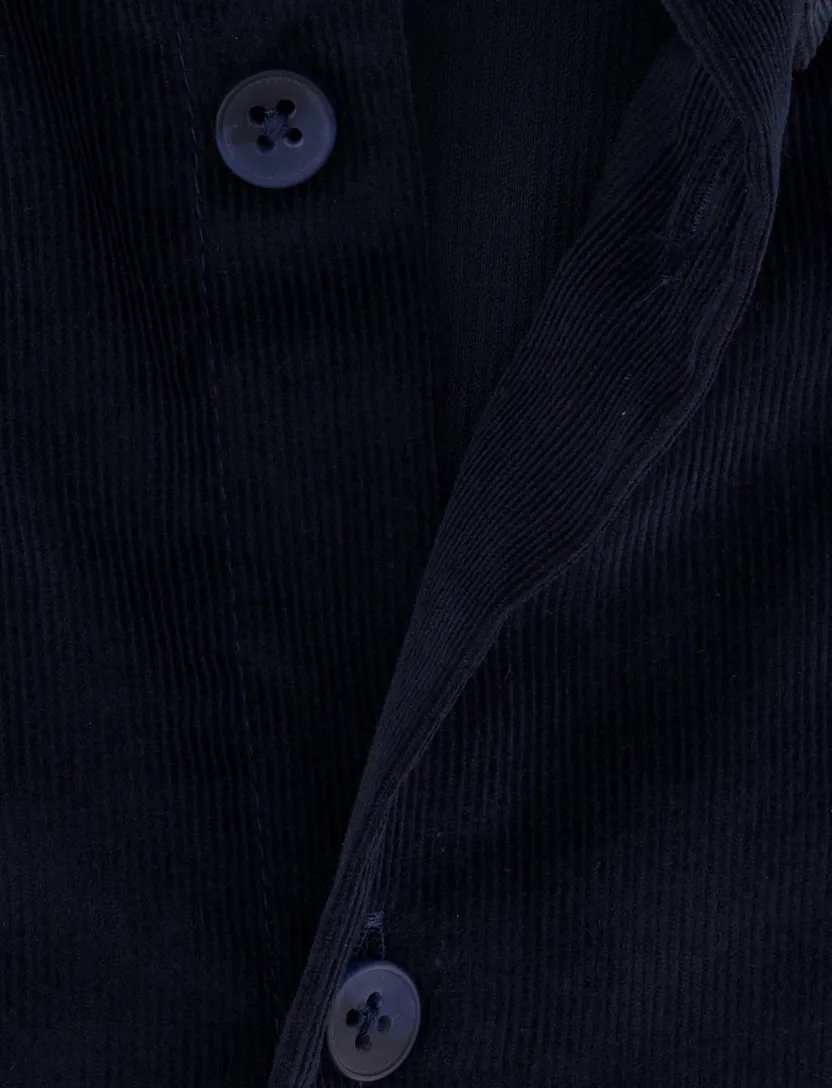Ledub overhemd donkerblauw corduroy lange mouw