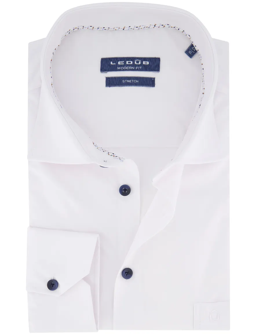 Ledub overhemd modern fit stretch lange mouw