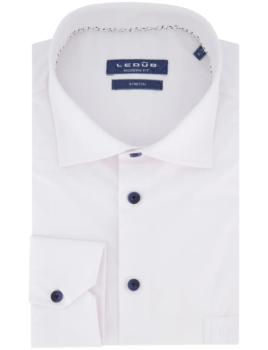 Ledub overhemd modern fit stretch lange mouw