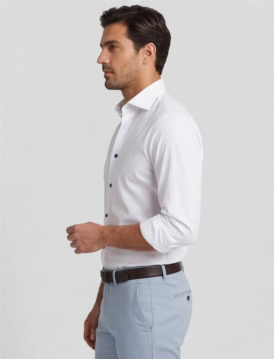 Ledub overhemd modern fit wit stretch