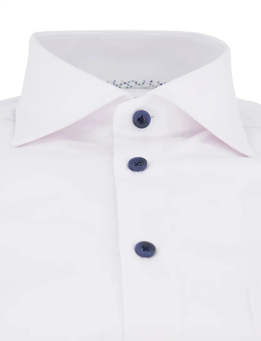 Ledub overhemd modern fit wit stretch