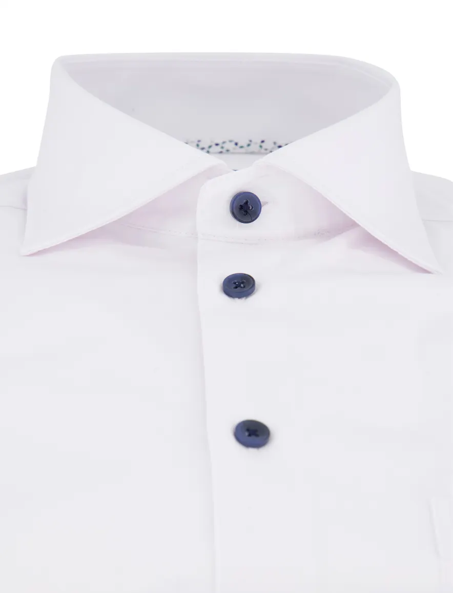 Ledub overhemd modern fit wit stretch