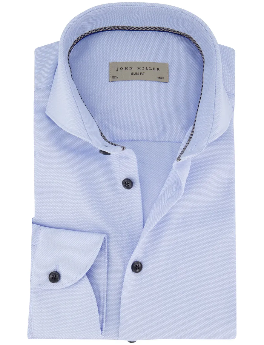 John Miller slim fit overhemd lichtblauw cutaway