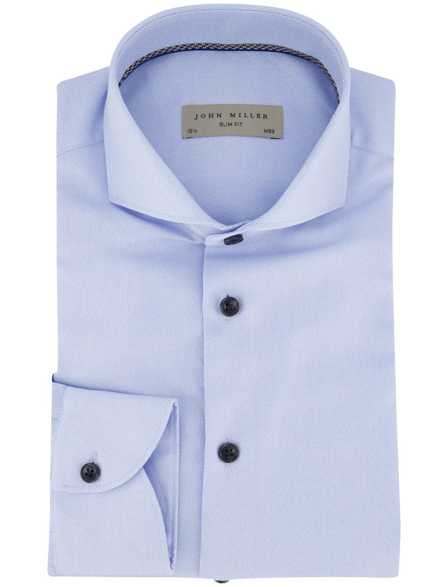 John Miller slim fit overhemd lichtblauw cutaway