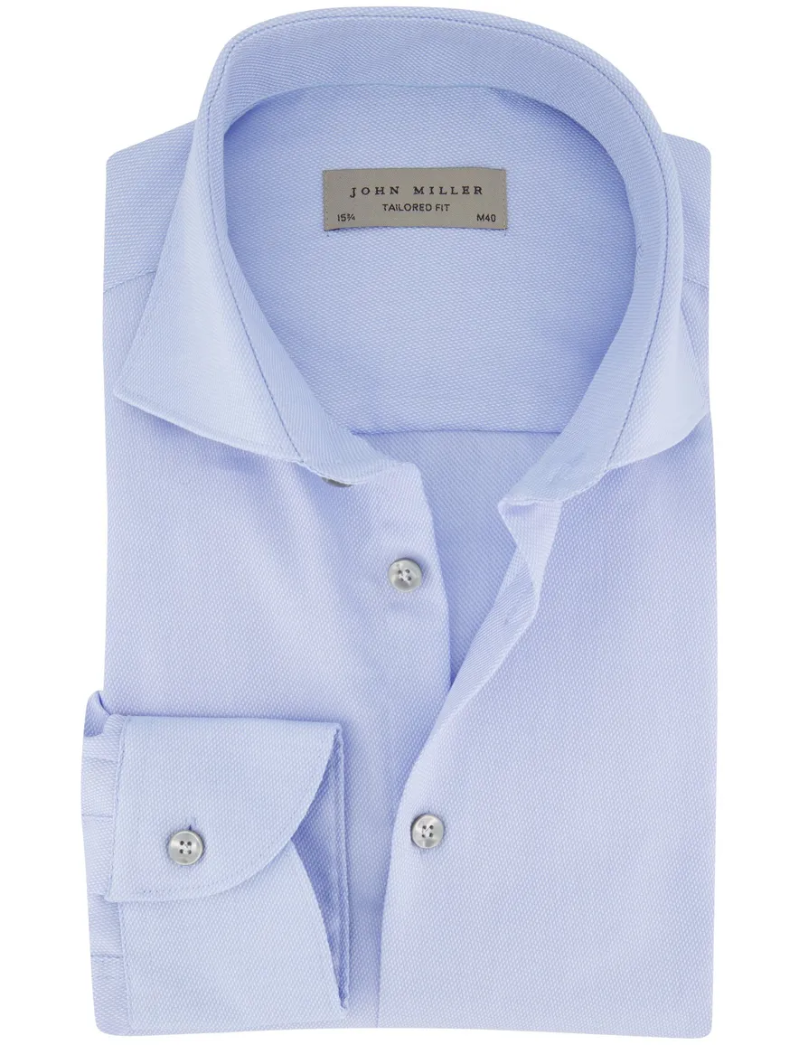 John Miller overhemd tailored fit blauw wide spread collar