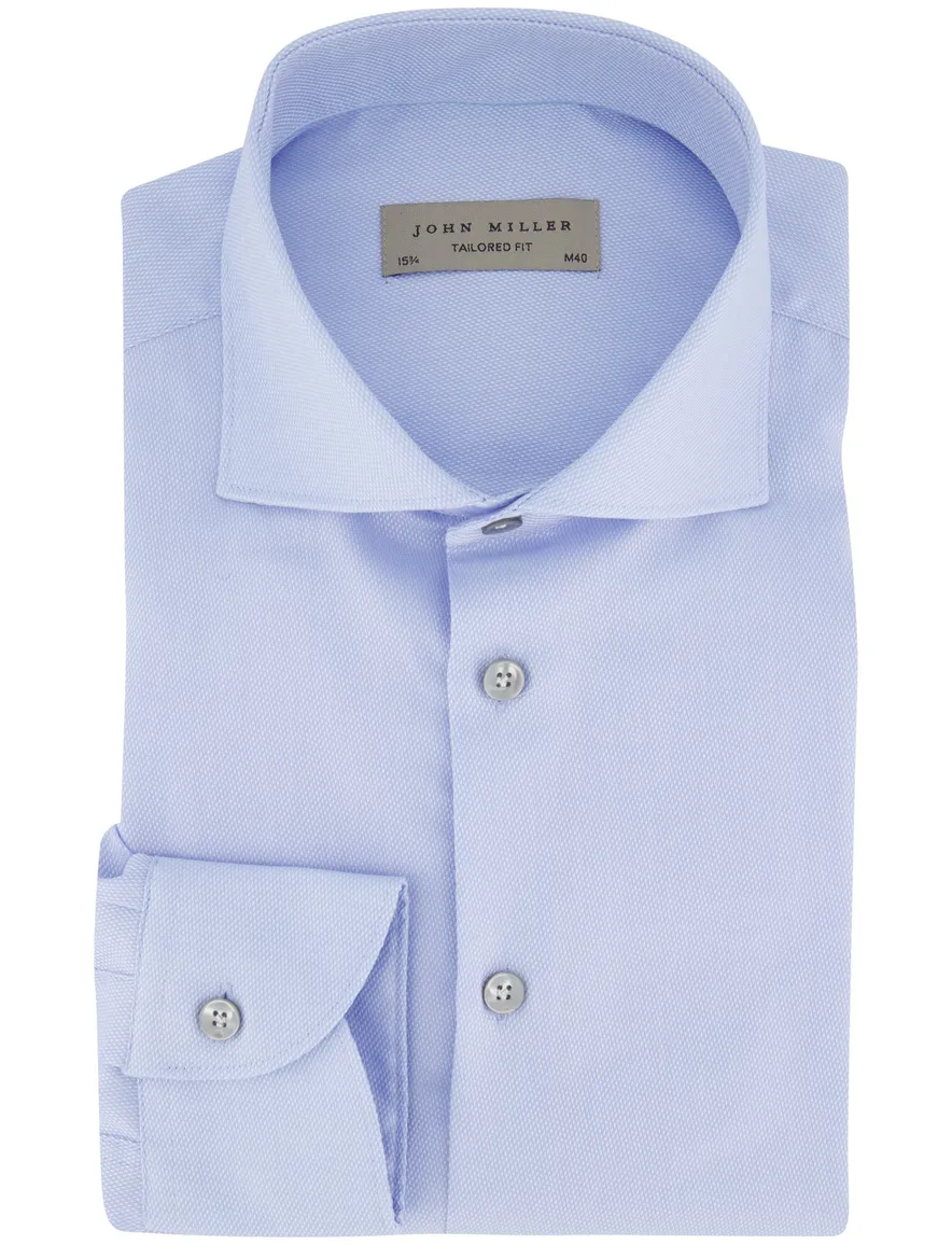 John Miller overhemd tailored fit blauw wide spread collar
