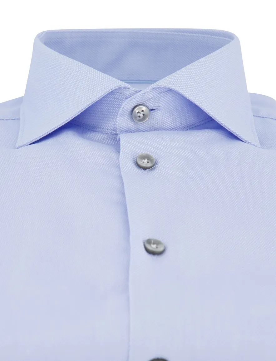 John Miller overhemd tailored fit blauw wide spread collar