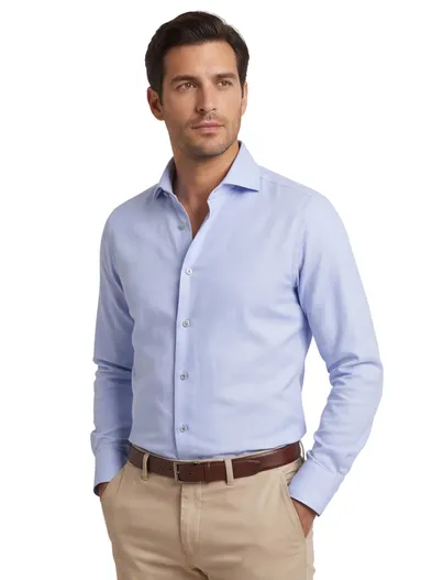 John Miller John Miller overhemd tailored fit blauw lange mouw
