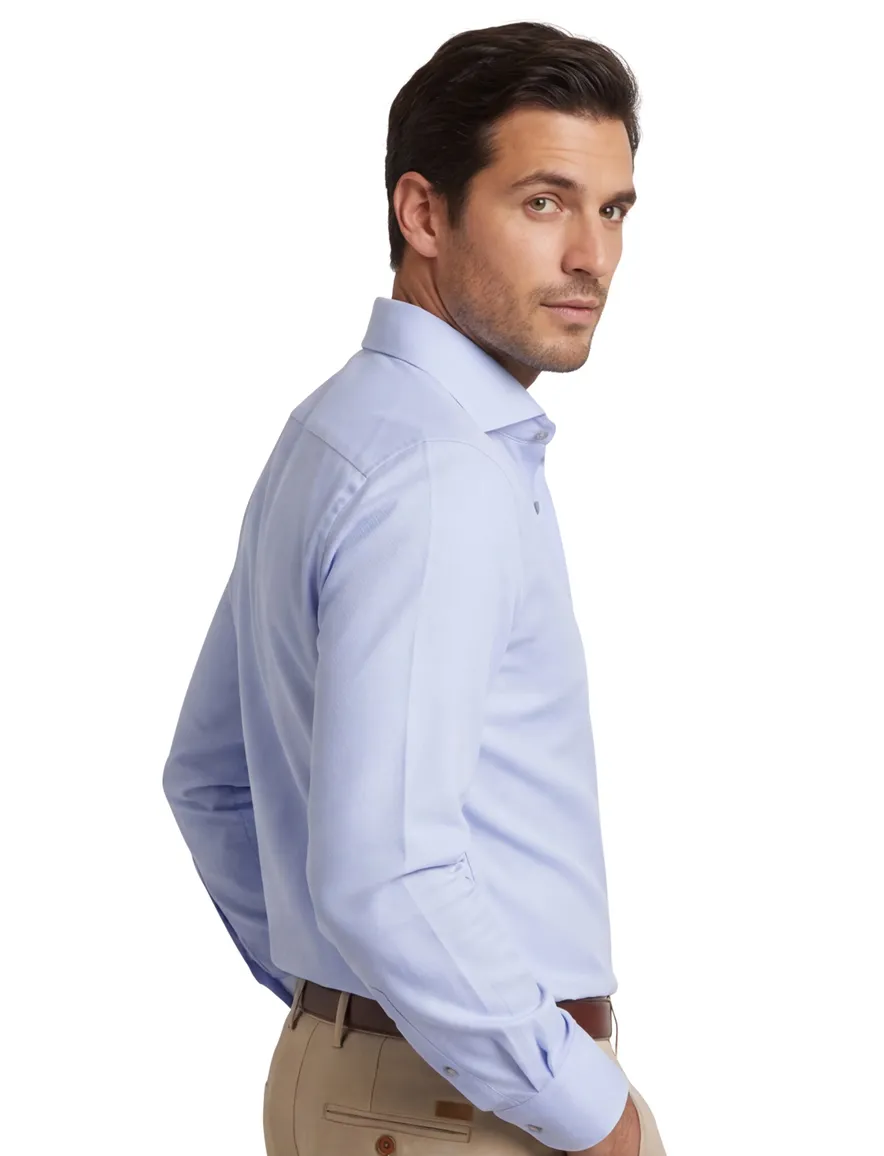 John Miller overhemd tailored fit blauw wide spread collar