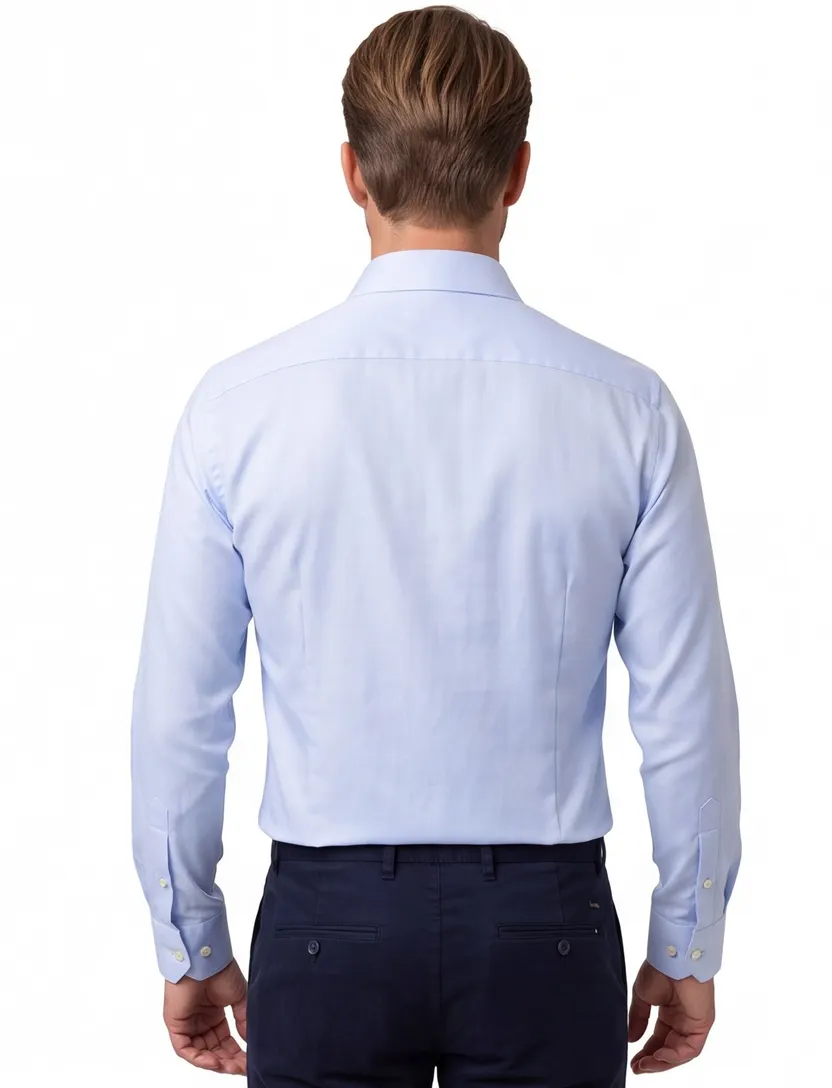 John Miller overhemd blauw cutaway witte knoop