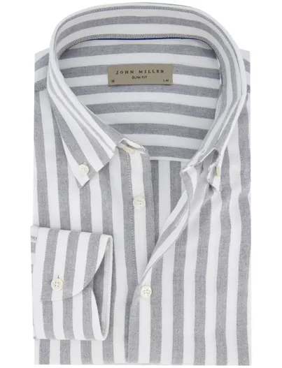 John Miller John Miller overhemd grijs slim fit button-down