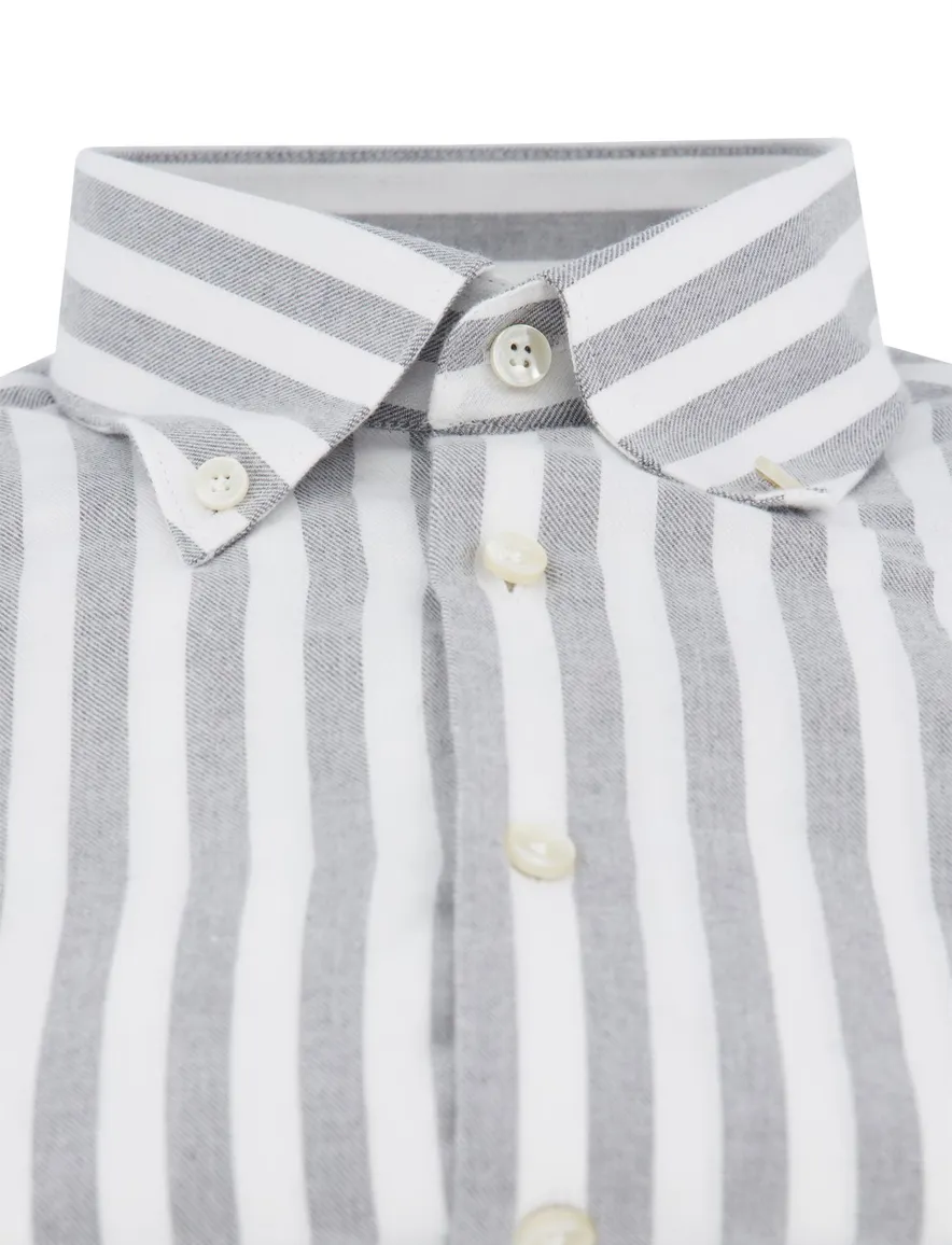 John Miller overhemd button-down grijs slim fit