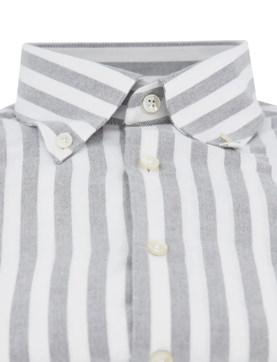 John Miller overhemd grijs slim fit button-down