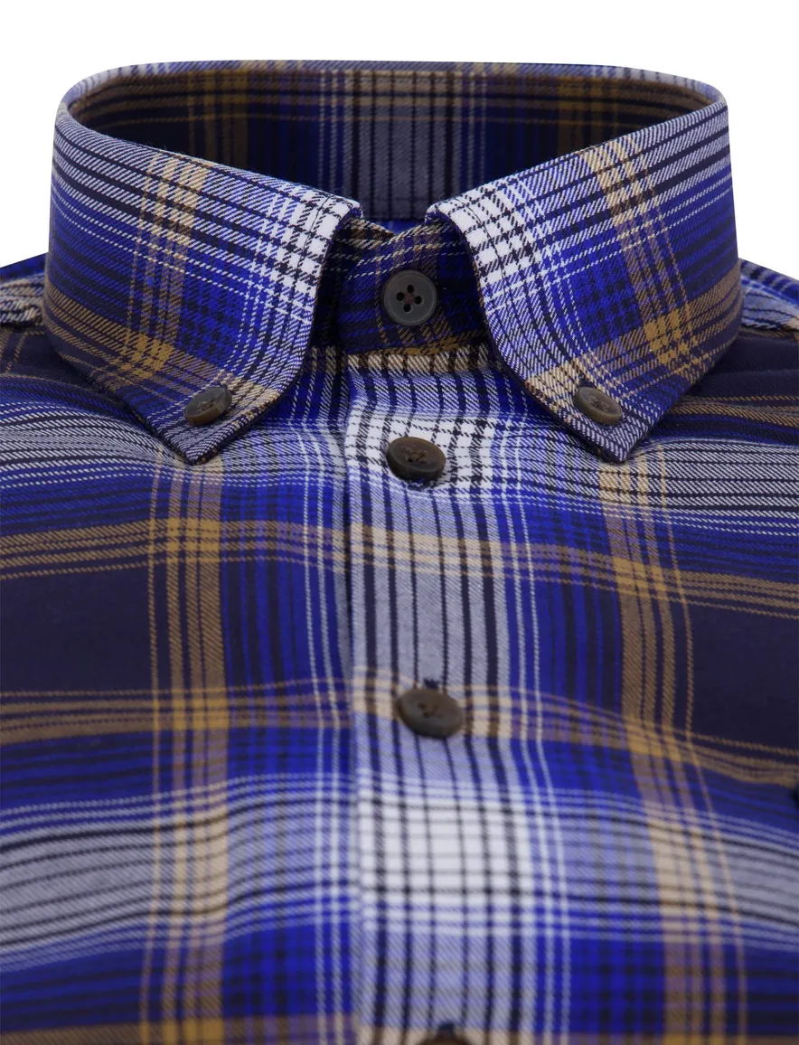 Ledub Shirt dress ml 5 blauw bruin geruit