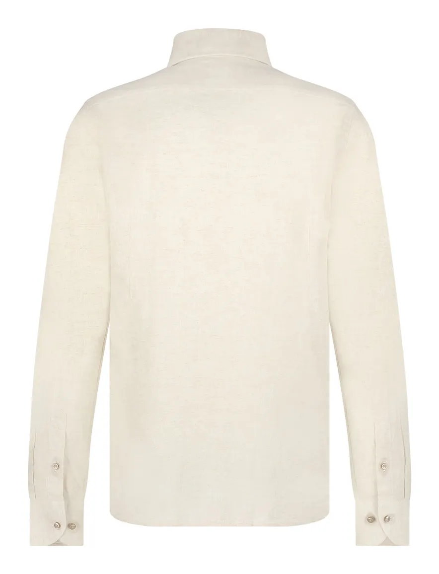 Blue Industry overhemd beige gemêleerd effen