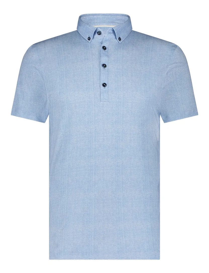 Blue Industry polo blauw patroon katoen