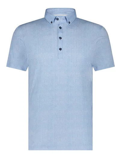 Blue Industry Blue Industry polo blauw wave print korte mouw