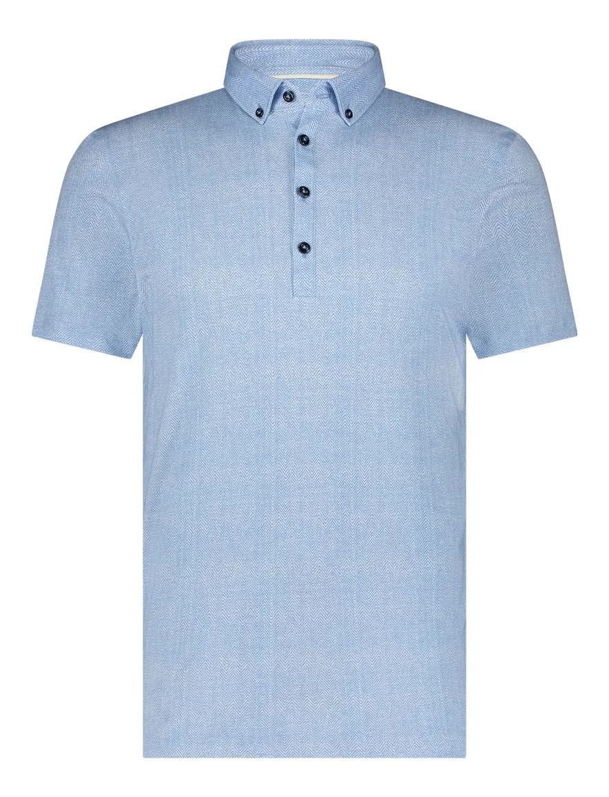 Blue Industry polo blauw wave print korte mouw