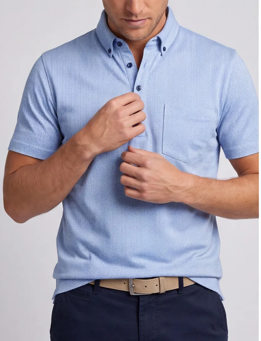 Blue Industry polo blauw patroon katoen