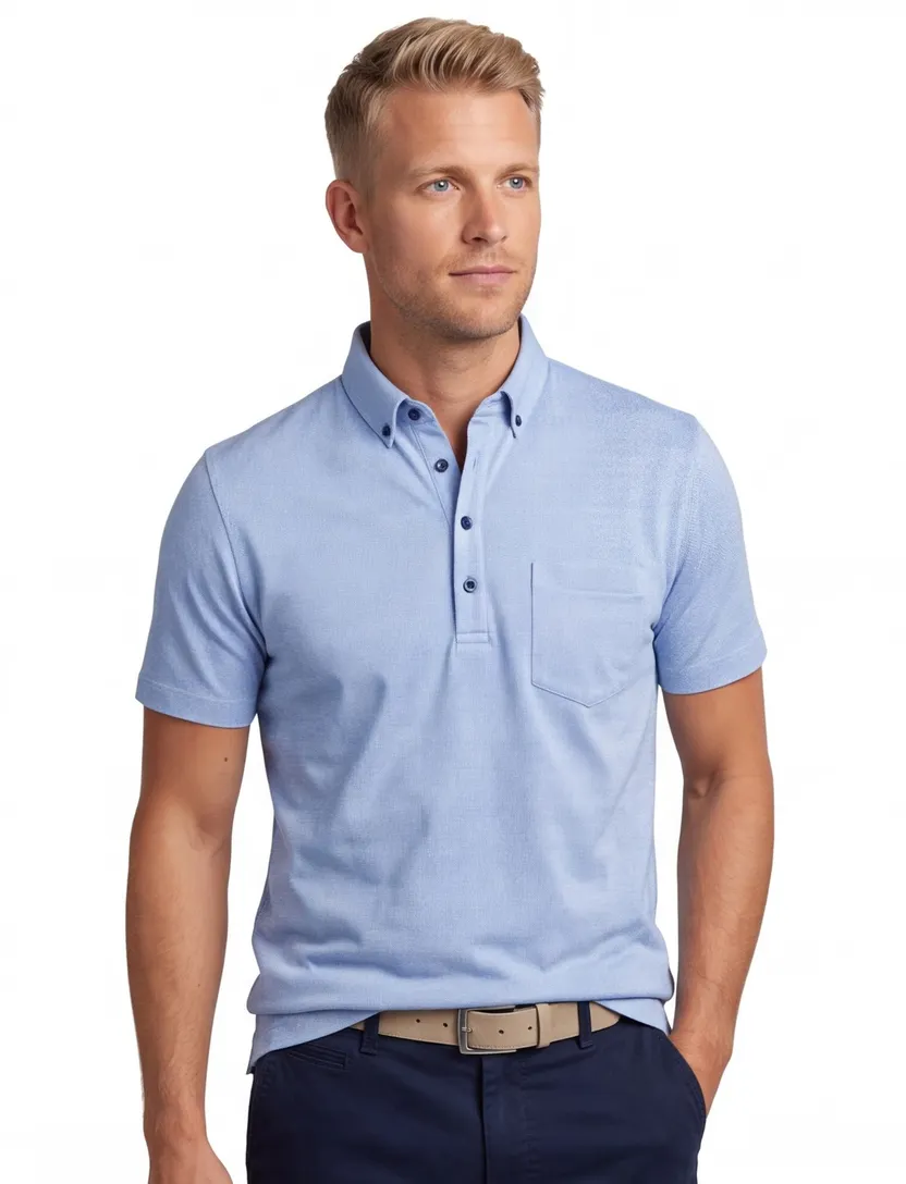 Blue Industry polo blauw patroon katoen
