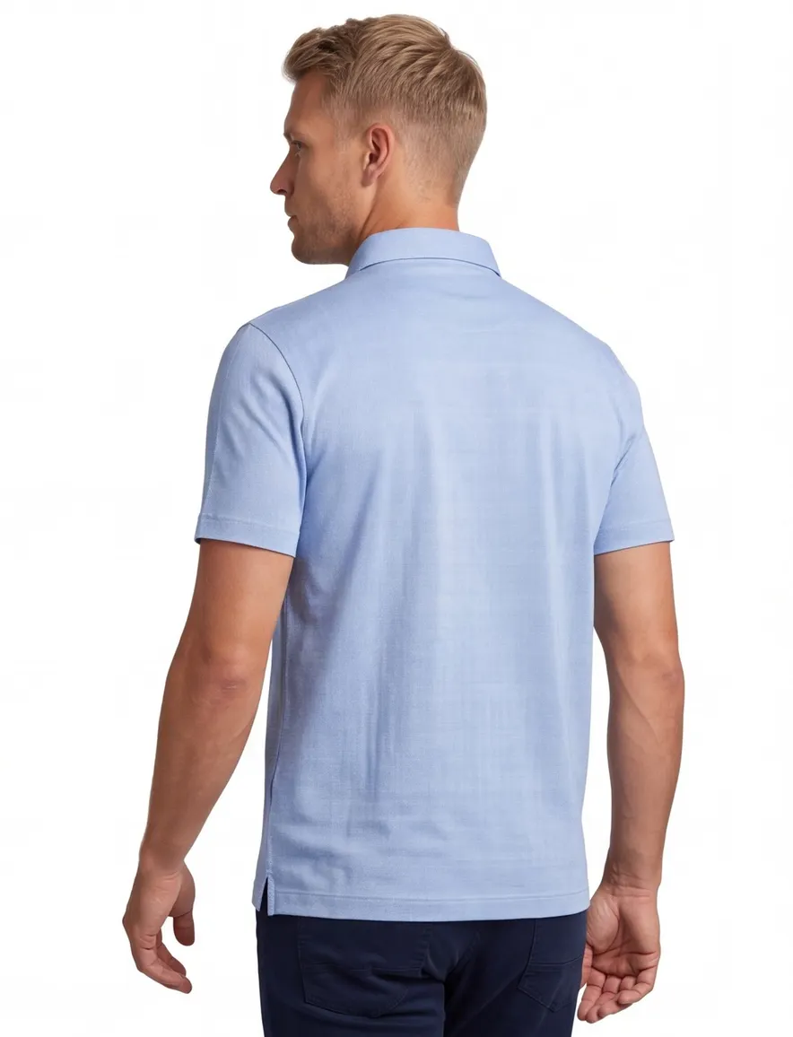 Blue Industry polo blauw wave patroon korte mouw