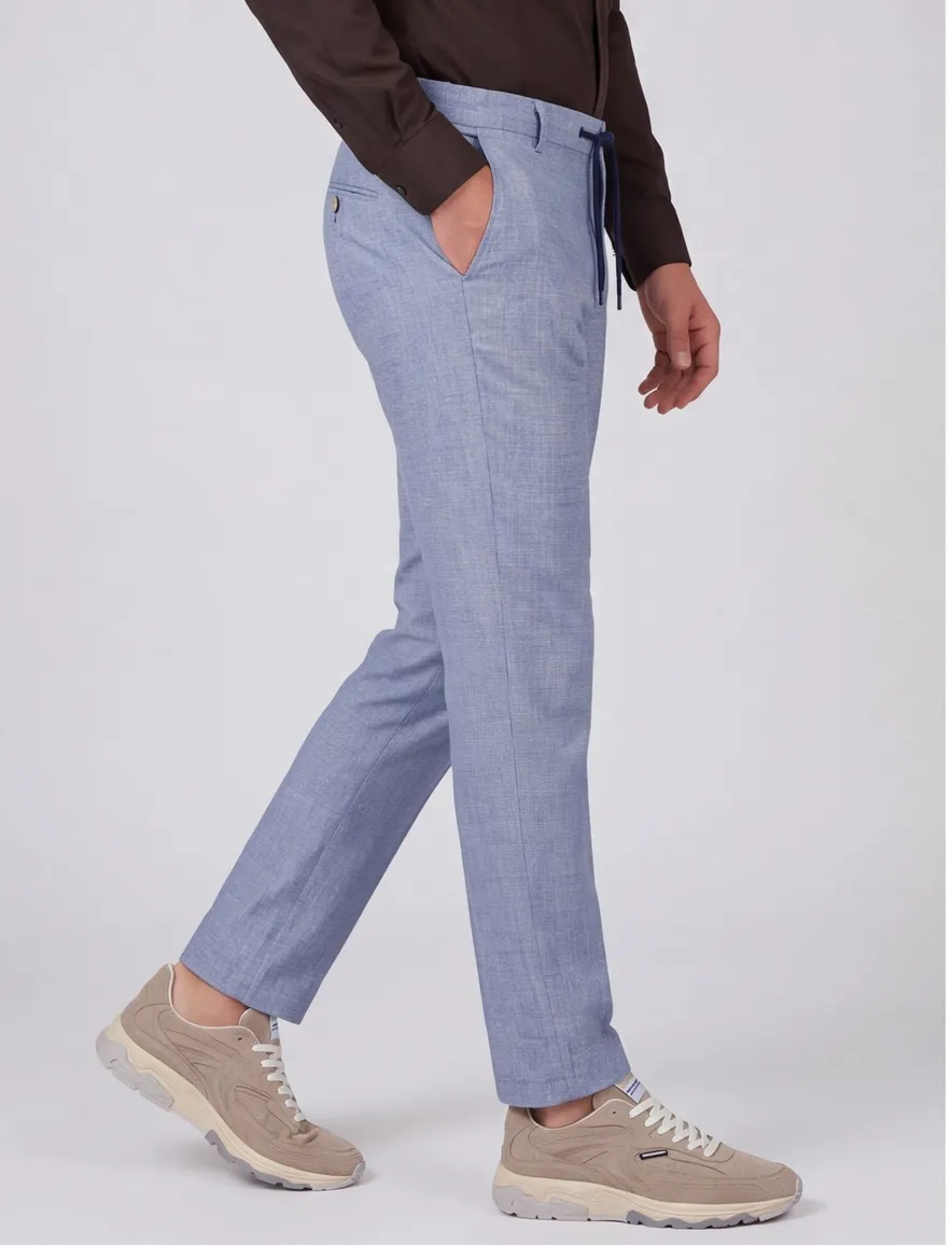Blue Industry chino blauw geprint veterband