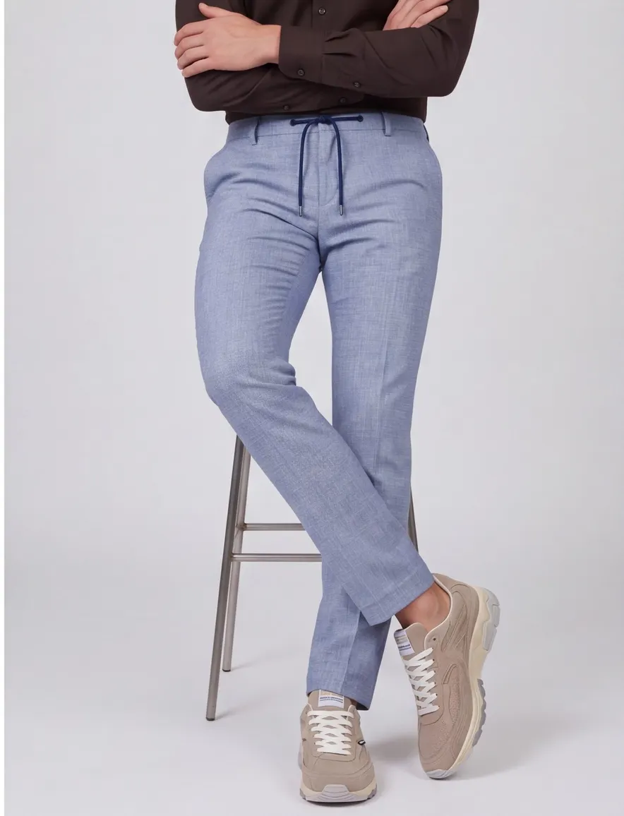 Blue Industry chino blauw geprint veterband