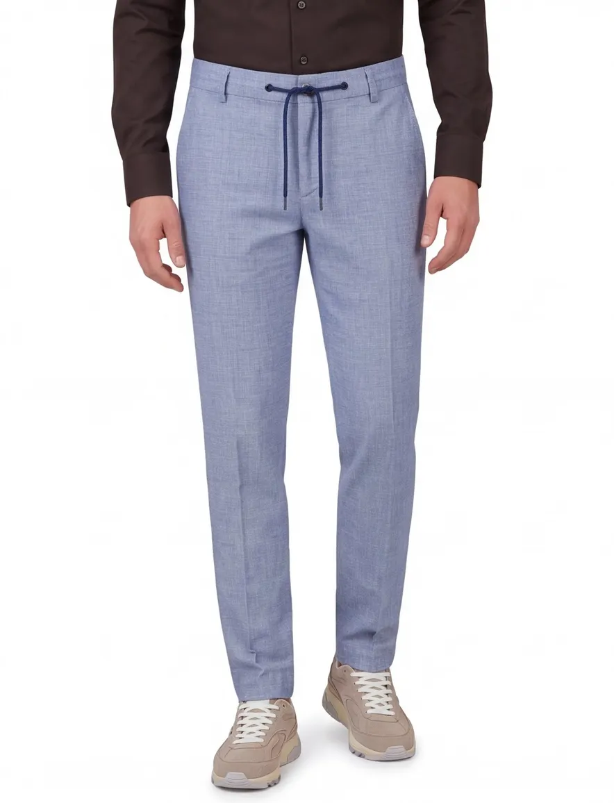 Blue Industry chino blauw geprint veterband