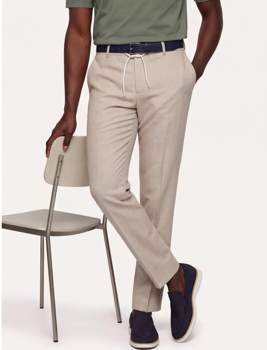 Blue Industry chino beige geprint veterband