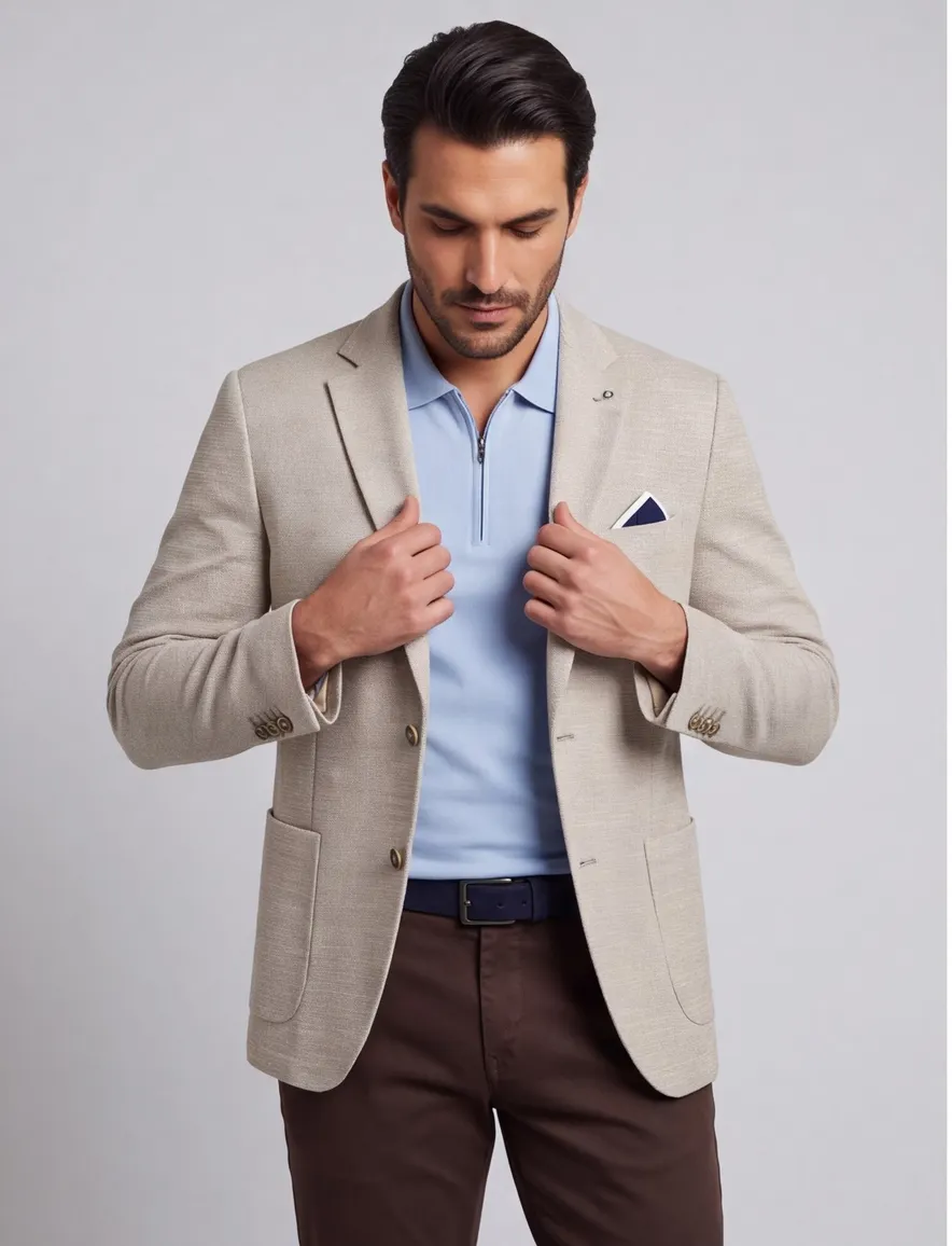 Blue Industry colbert beige gemêleerd