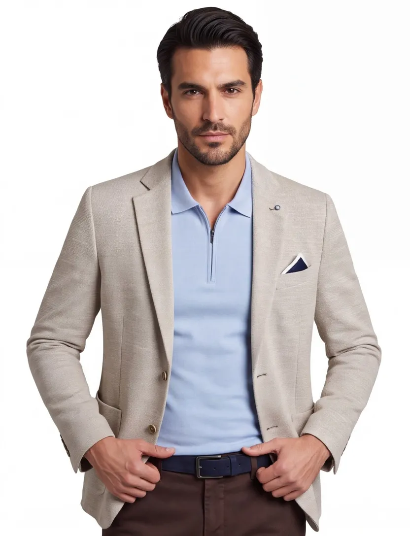 Blue Industry colbert beige gemêleerd