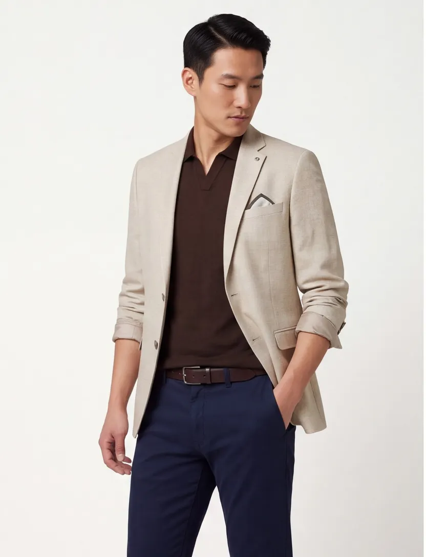 Blue Industry colbert beige geweven