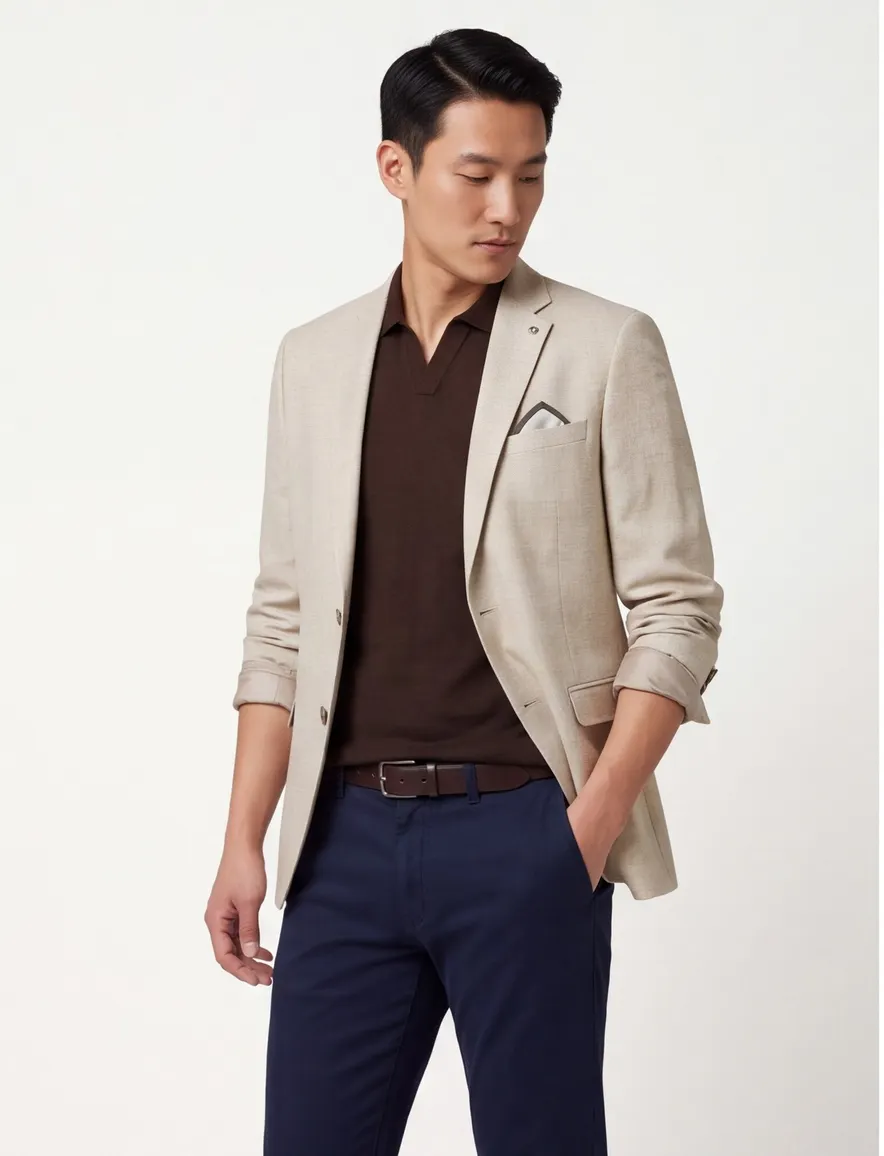 Blue Industry colbert beige geweven